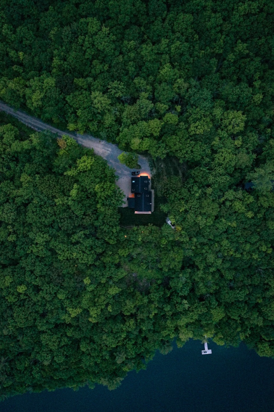 Black Oak Lodge property aerial view on 50-acre estate